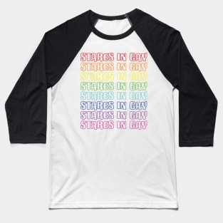 Stares In Gay Rainbow Block Text Baseball T-Shirt